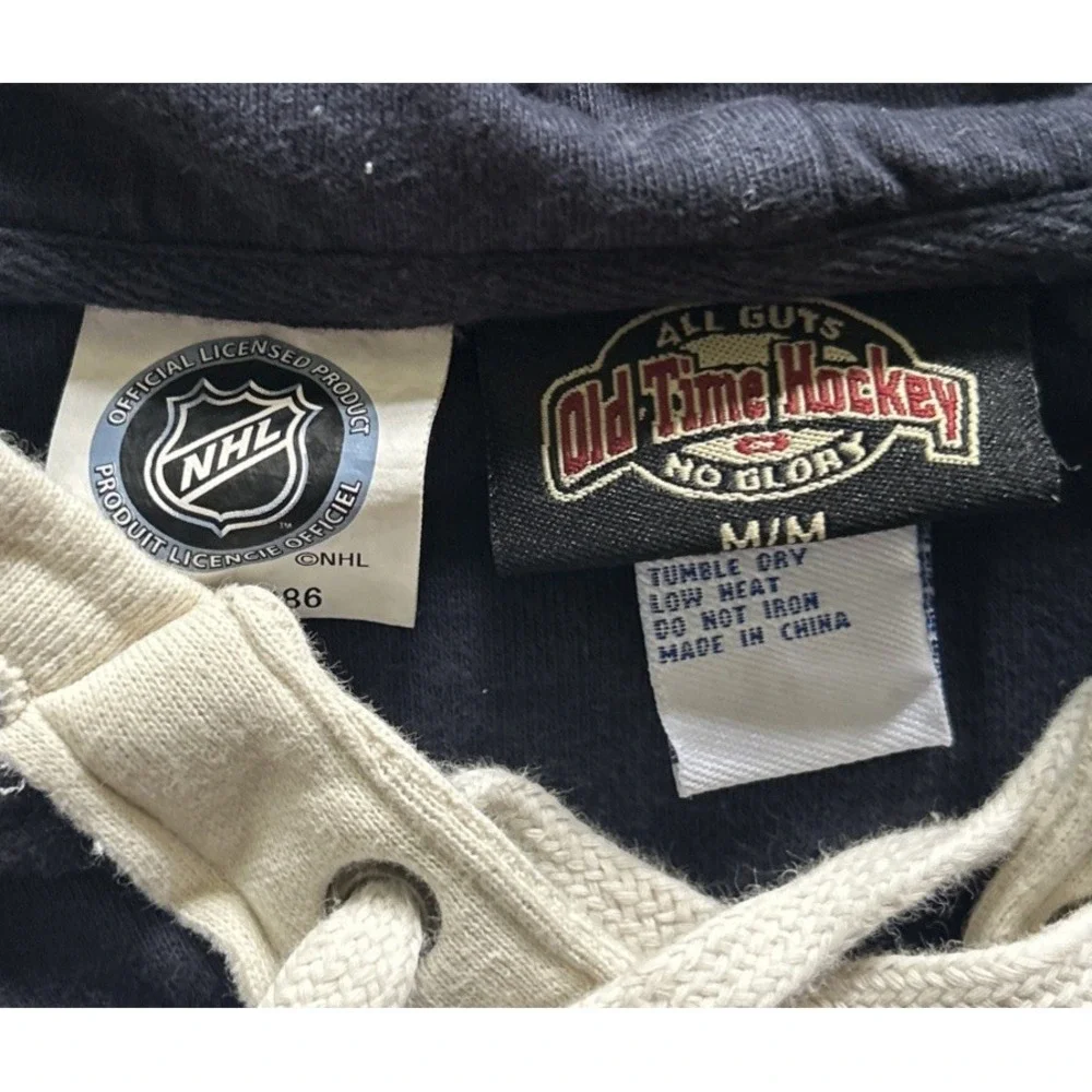 Vintage Old Time Hockey USA ICE HOCKEY Ties Hooded Sweatshirt Women's Size M